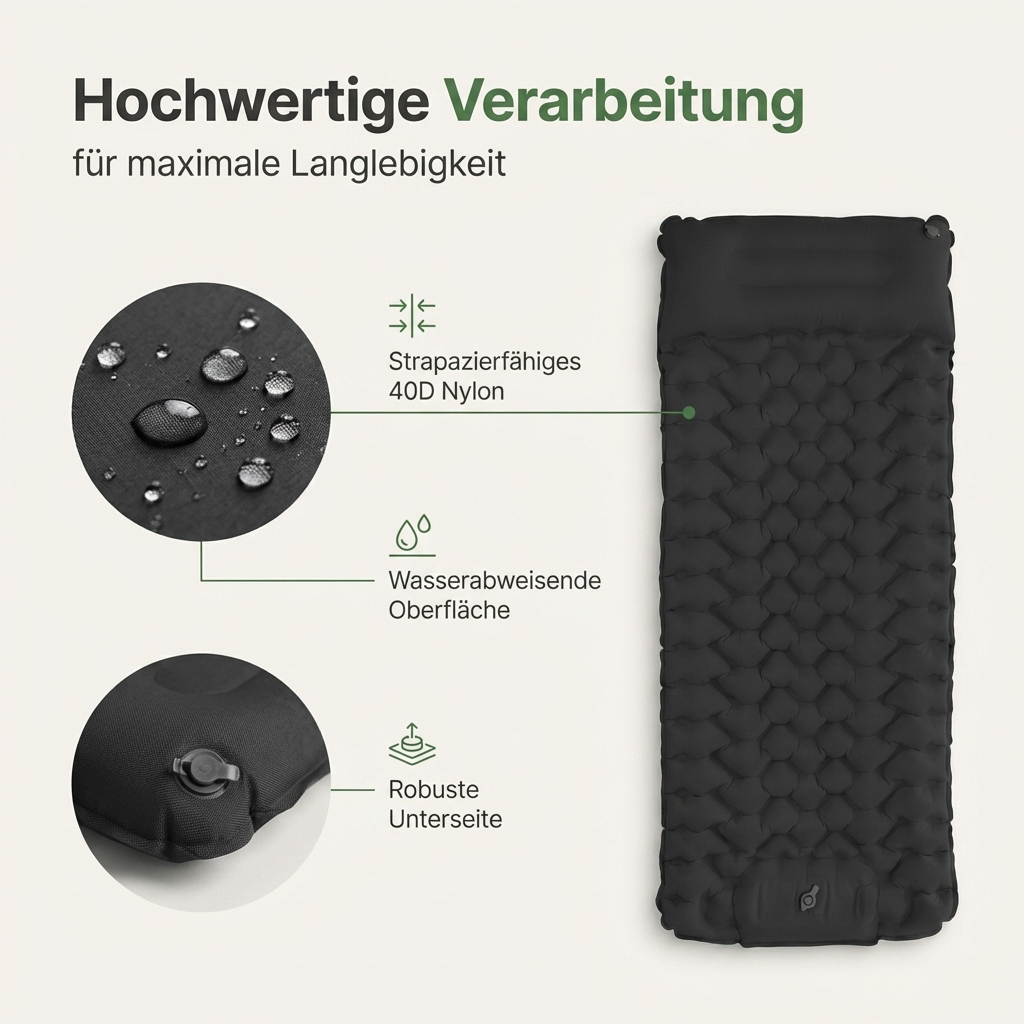 Wildbase — Isomatte mit integrierter Fußpumpe