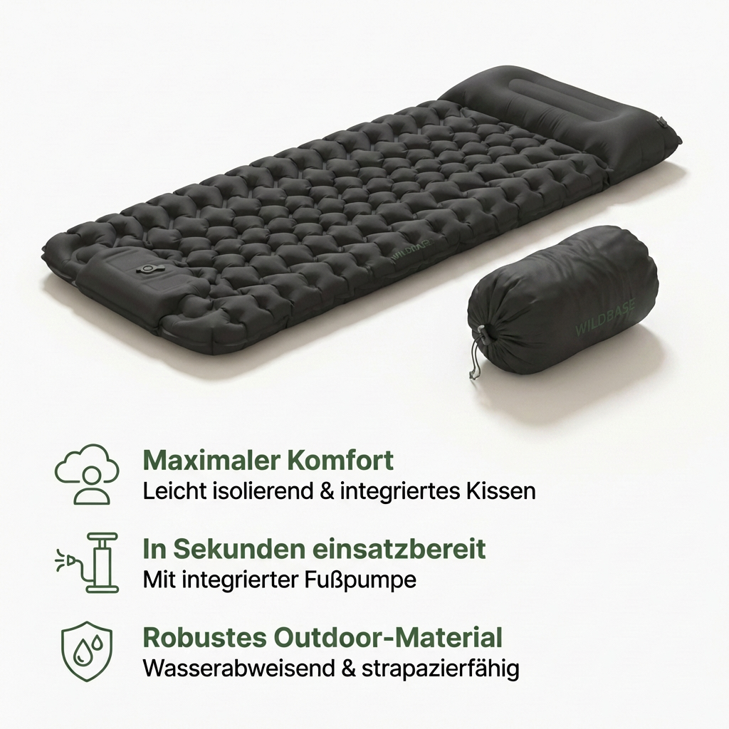 Wildbase — Isomatte mit integrierter Fußpumpe